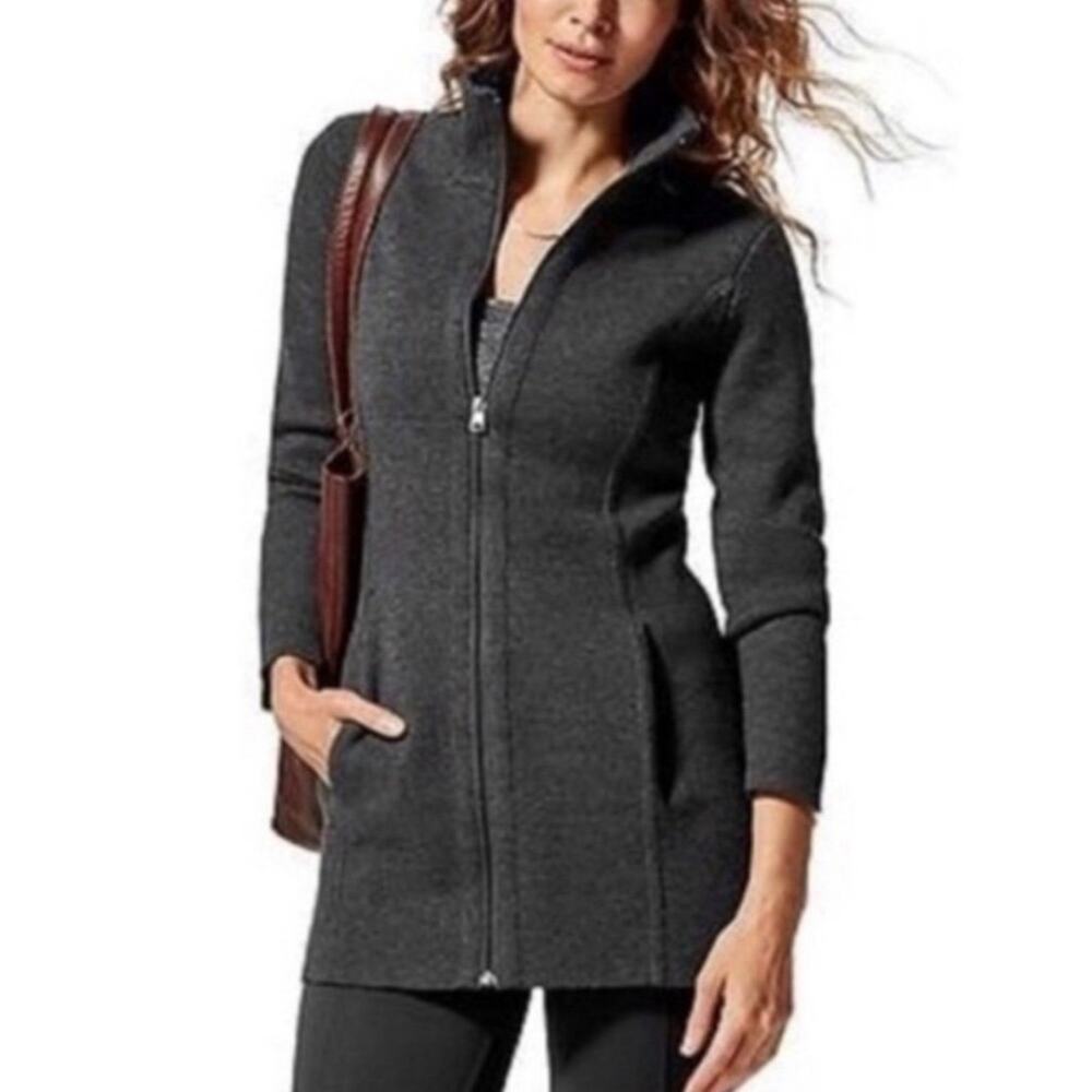 Athleta Chill Chaser Sweater Coat‎ in Charcoal Grey.